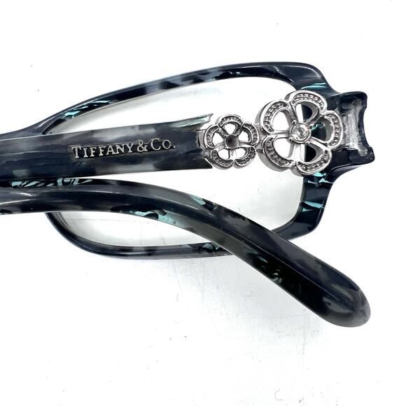 Vintage Tiffany & Co. Black Gray Tortoise /Flowers Eyeglasses & Case - Picture 6 of 16